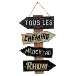 Panneau flèches tous les chemins mènent au rhum, en bois 43, 5cm Panneau flèches tous les chemins mènent au rhum, en bois 43, 5cm