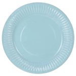 Paquet de 10 assiettes laqu�es 22, 7cm en carton, bleu ciel