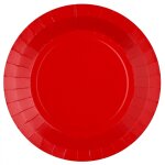 Paquet de 10 assiettes rondes carton compostables  22, 5cm, rouge