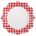 Paquet de 10 assiettes vintage a la campagne vichy, rouge 21cm