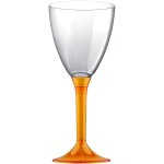 Destockage, paquet de 10 verres monts, pied translucide orange