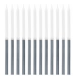 Paquet de 12 grandes bougies bicolores 12, 5cm, blanc / argent