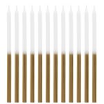 Paquet de 12 grandes bougies bicolores 12, 5cm, blanc / or