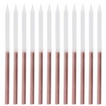 Paquet de 12 grandes bougies bicolores 12, 5cm, blanc / rose gold