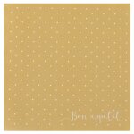 Paquet de 12 serviettes pois airlaid 40x40cm, or Paquet de 12 serviettes pois airlaid 40x40cm, or