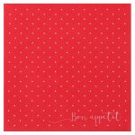 Paquet de 12 serviettes pois airlaid 40x40cm, rouge Paquet de 12 serviettes pois airlaid 40x40cm, rouge