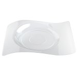 Paquet de 6 assiettes plastique design vague 28cm, transparent