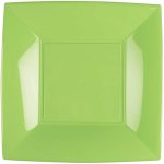 Paquet 8 assiettes à dessert plastique rigide carré, vert 18 cm Paquet 8 assiettes à dessert plastique rigide carré, vert 18 cm