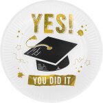 Paquet de 8 assiettes diplome en carton 23cm
