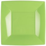 Paquet de 8 assiettes plastique rigide 23 cm carré, vert Paquet de 8 assiettes plastique rigide 23 cm carré, vert