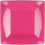 Paquet 8 assiettes plastique rigide carré, fuchsia grandes 29 cm Paquet 8 assiettes plastique rigide carré, fuchsia grandes 29 cm