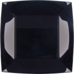 Paquet de 8 assiettes plastique rigide carré, noir 23 cm Paquet de 8 assiettes plastique rigide carré, noir 23 cm