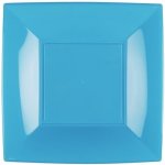 Paquet de 8 assiettes plastique rigide carr, turquoise 23 cm
