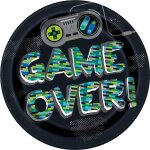 Paquet de 8 assiettes rondes gamer 22, 9 cm Paquet de 8 assiettes rondes gamer 22, 9 cm