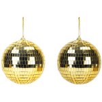 Party pro 3330910g, lot de 2 petites boules � facettes 10cm � suspendre, or