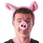 Party pro 33365, serre - t�te oreilles et nez de cochon velours