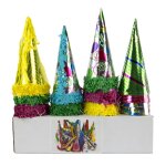 Party pro 57121943, set 36 petits chapeaux pointus carton mtalliss multicolores assortis