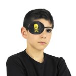 Party pro 86227e, cache - oeil pirate tissu satiné noir / or, enfant Party pro 86227e, cache - oeil pirate tissu satiné noir / or, enfant