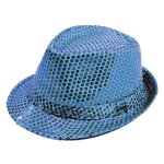 Party pro 865090615 chapeau borsalino sequin bleu turquoise