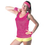 Party pro 865373, débardeur fishnet 80's adulte, rose fluo Party pro 865373, débardeur fishnet 80's adulte, rose fluo