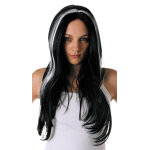 Party pro 873161, perruque sorcire noire mches blanches