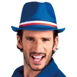 Party pro 87345, chapeau borsalino polyester france bleu avec ruban tricolore