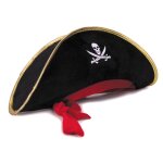 Party pro 91202, chapeau de pirate bicorne noir / or / rouge, adulte