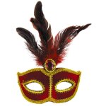 Party pro 91220, loup v�nitien avec plumes, or et rouge