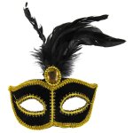 Party pro 91221, loup v�nitien avec plumes, or et noir
