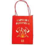 Party pro 913205, lot de 4 sacs en papier pompier avec anse, 20cm
