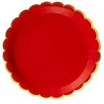Party pro 91322, sachet de 8 assiettes festonn�es rouge et or