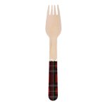 Party pro 913224, sachet de 8 fourchettes en bois tartan