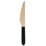 Party pro 913241, sachet de 8 couteaux en bois noir et dor�
