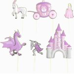 Party pro 913342, sachet de 6 dcorations sur pic pour gteau chteau de princesse