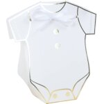 Party pro 913755, sachet de 8 ballotins boites body baby blanc et or