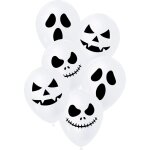 Party pro 913862, sachet de 6 ballons blanc visages halloween
