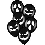 Party pro 913863, sachet de 6 ballons noirs visages halloween