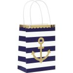 Party pro 913masa, lot de 4 sacs en papier bleu et blanc marin 15x20 cm