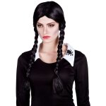 Perruque gothique mercredi noire adulte avec tresses
