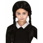Perruque mercredi noire avec tresses, enfant