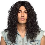 Perruque rock long homme noire