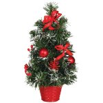 Petit sapin de nol artificiel enneig 43179 avec dcos rouges, 40 cm