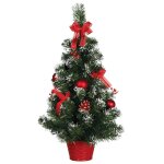 Petit sapin de nol artificiel enneig 43184 avec dcos rouges, 60 cm