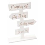 Petit totem d�co de table 15, 5cm l'amour est. . . , blanc / rose gold