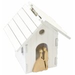 Petite boite maison des mariés 7, 7cm en bois blanc / or Petite boite maison des mariés 7, 7cm en bois blanc / or