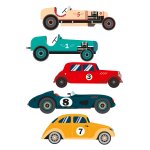 Planche avec 5 stickers voitures anciennes