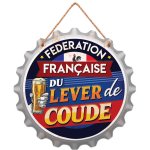 Plaque capsule fdration lever de coude, ronde en mtal 3d Ø 30cm