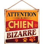 Plaque m�tal chien bizarre, 20x20cm