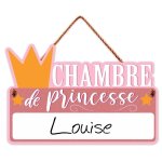 Plaque de porte personnalisable 19cm princesse, rose