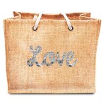 Sac jute sequins love